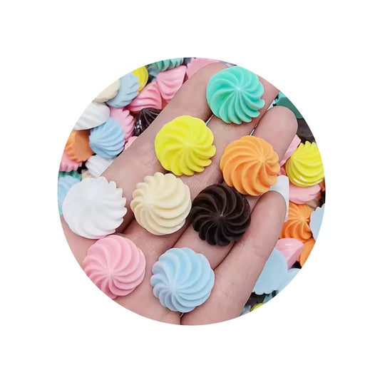 13*20MM Colorful Resin Cream Candy Dessert Flatback Resin Cabochons Whipped Cream Swirl Candy Craft For Art Craft DIY