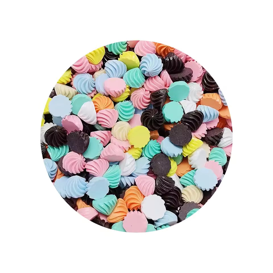 13*20MM Colorful Resin Cream Candy Dessert Flatback Resin Cabochons Whipped Cream Swirl Candy Craft For Art Craft DIY